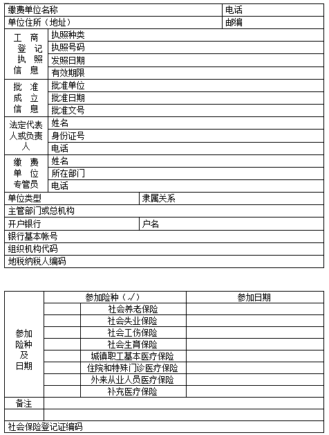 社会保险登记表