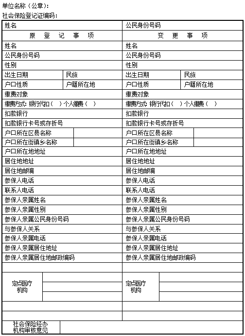 医疗保险信息变更表及填写注意事项
