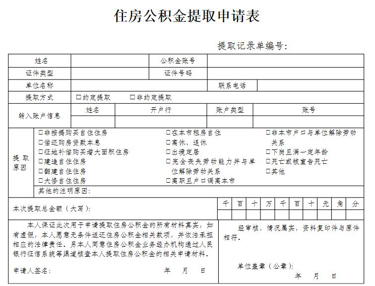 简单讲解《省住房公积金提取申请表》的填写标准