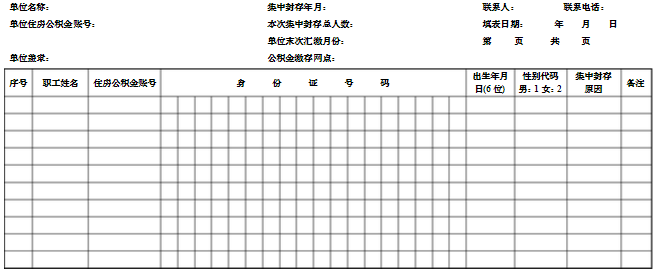 住房公积金账户的封存表单