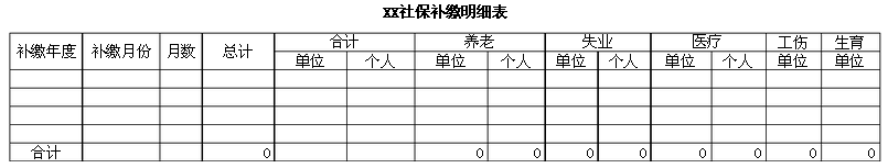 社会保险补缴明细表