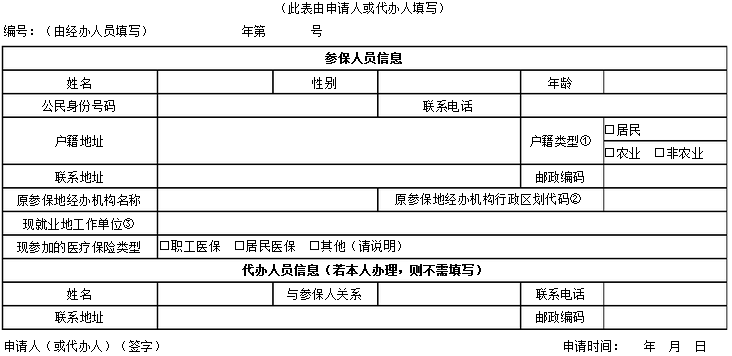 社保转移接续表