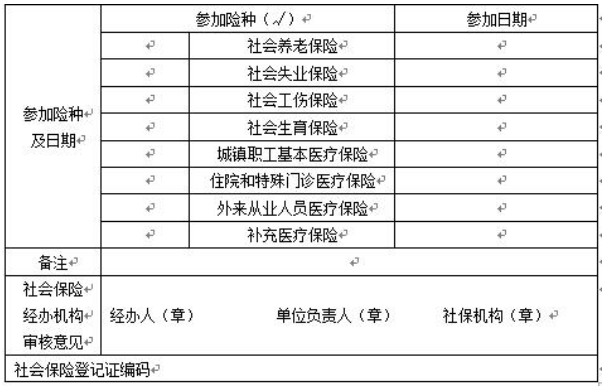 社会保险参保申报表（2）