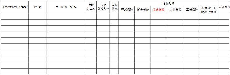 四川社保增员表格