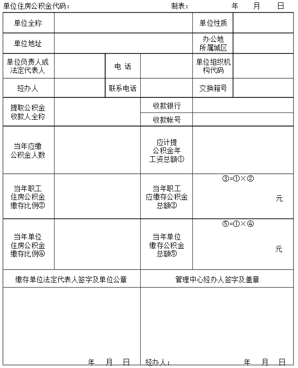 住房公积金缴存基本情况核定表