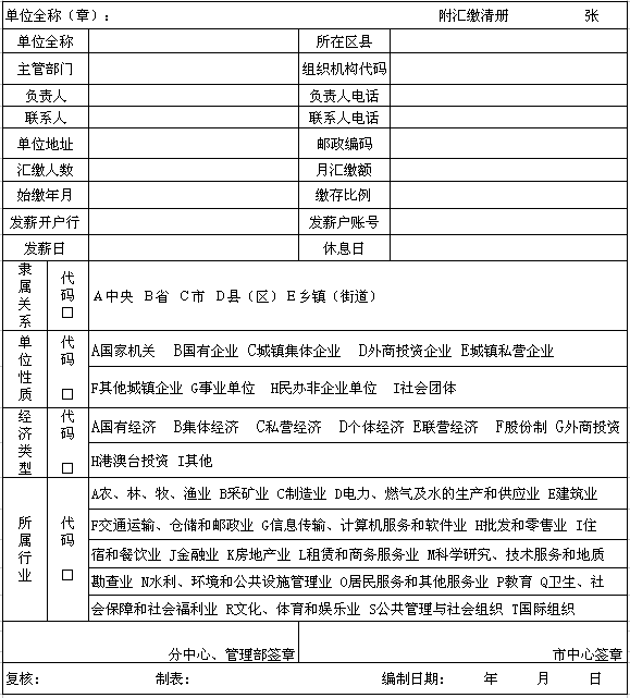 住房公积金汇缴清册