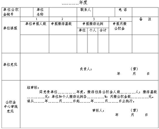 住房公积金基数核定表