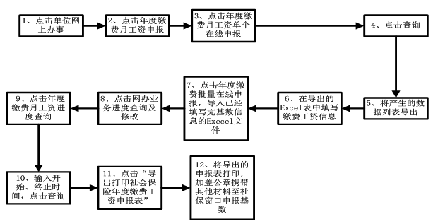 年度缴费月工资批量在线申报流程图