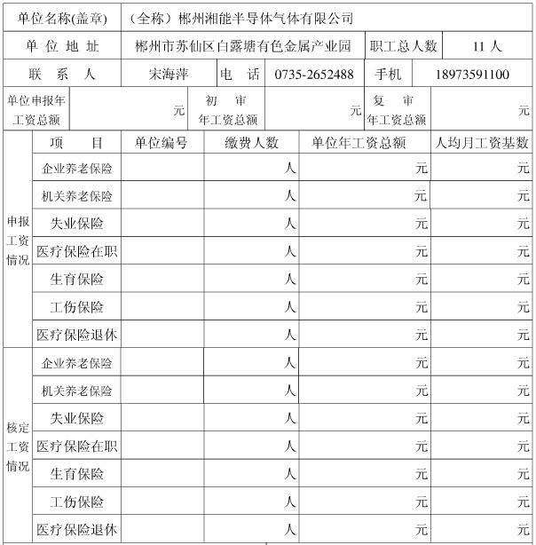 社保五险缴费基数申报核定表（1）