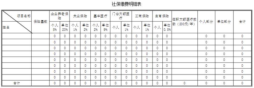 社保缴费明细表原件