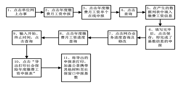年度缴费月工资单个在线申报流程图