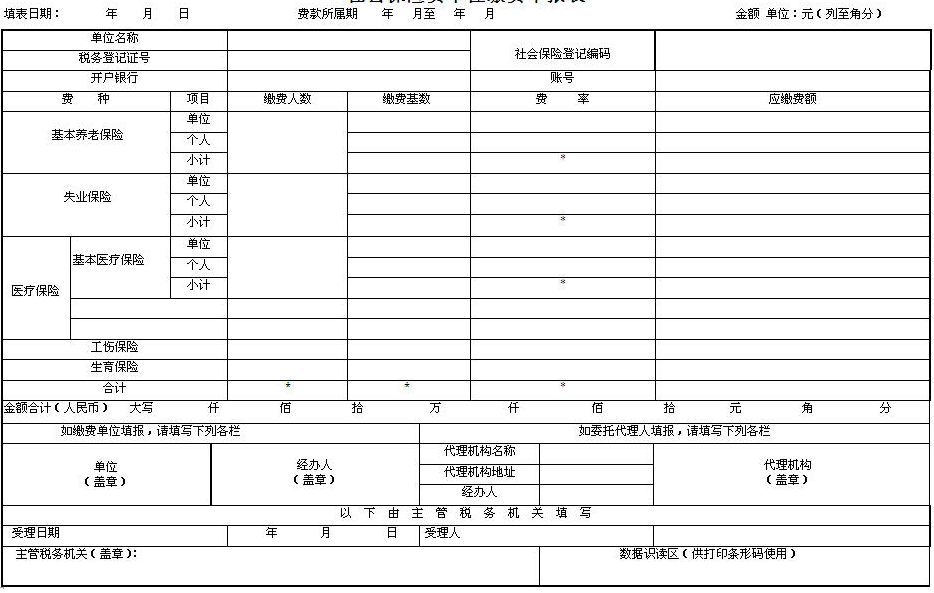 社保缴费申报表