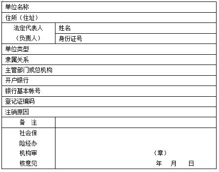 注销社会保险登记表