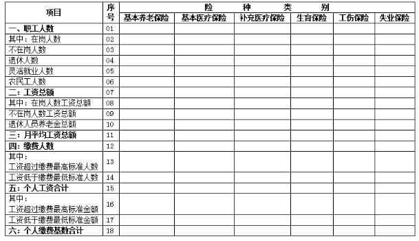 社保金缴纳核定表