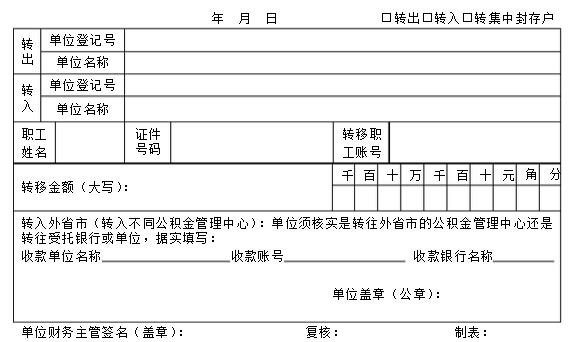 住房公积金转移通知书
