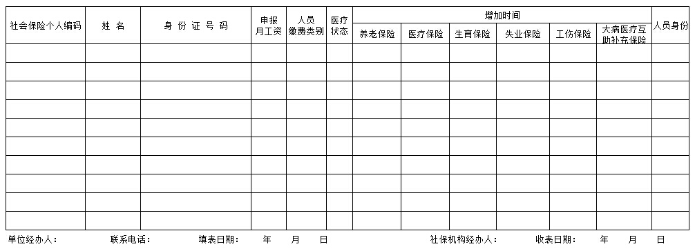 社保新增人员表