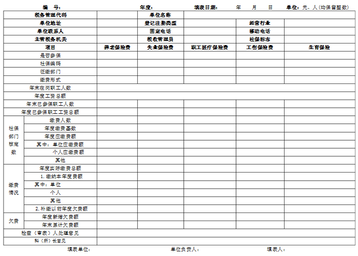 社保年度清算表