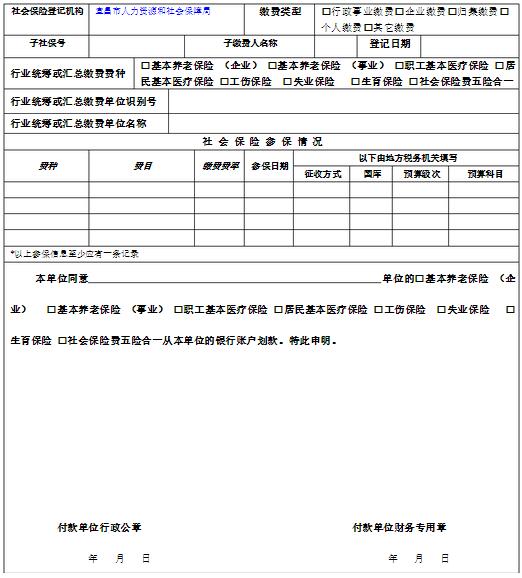 社会保险费子登记表