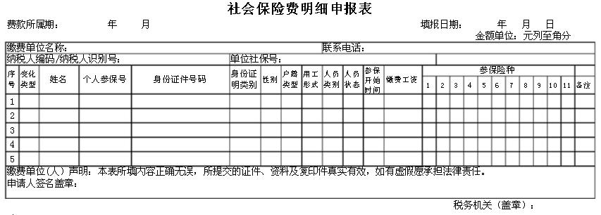 社会保险明细申报表
