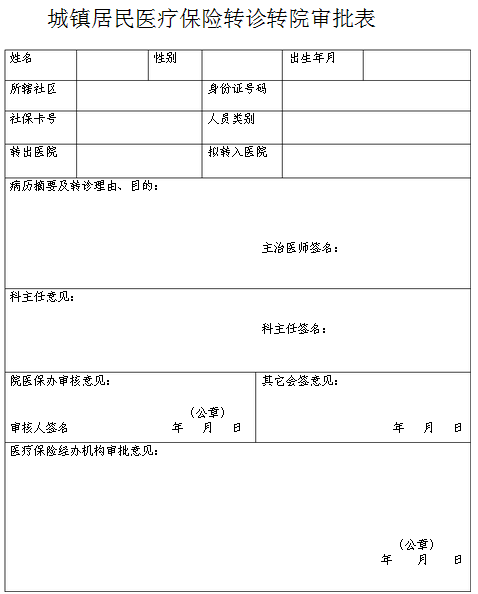 医保转院审批表