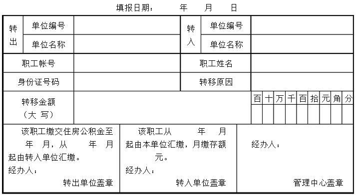 住房公积金转移通知单