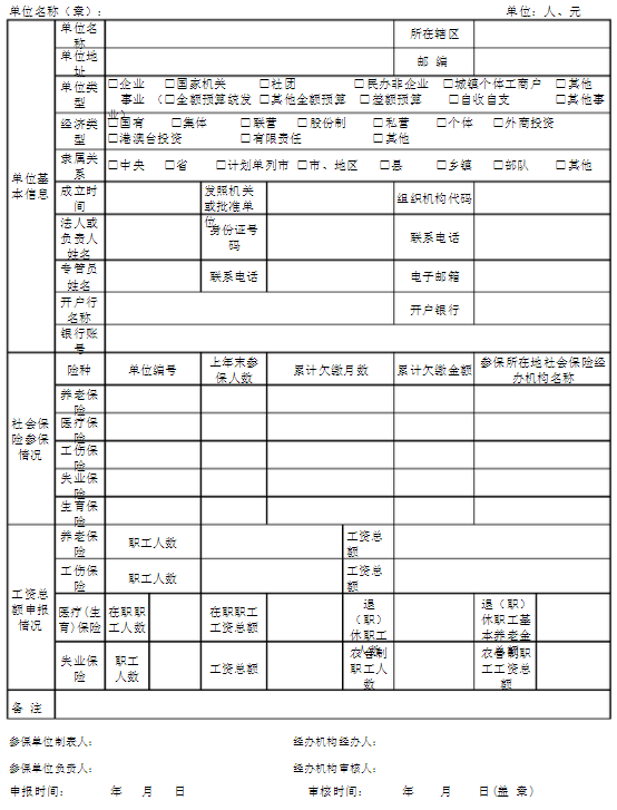 社保年审工资表格式详情