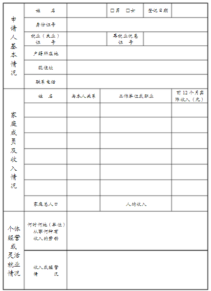 社会保险补助领取表