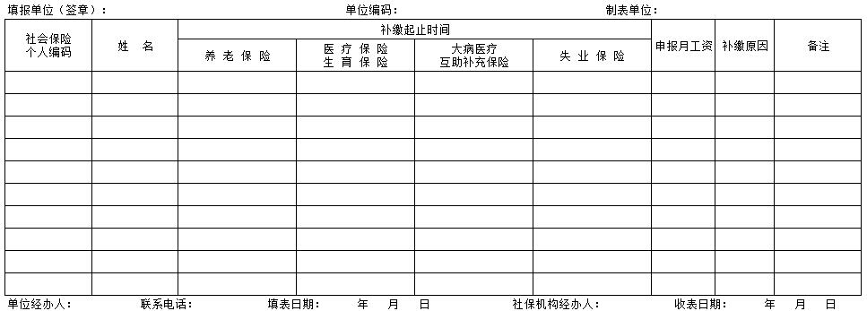 社会保险补缴表
